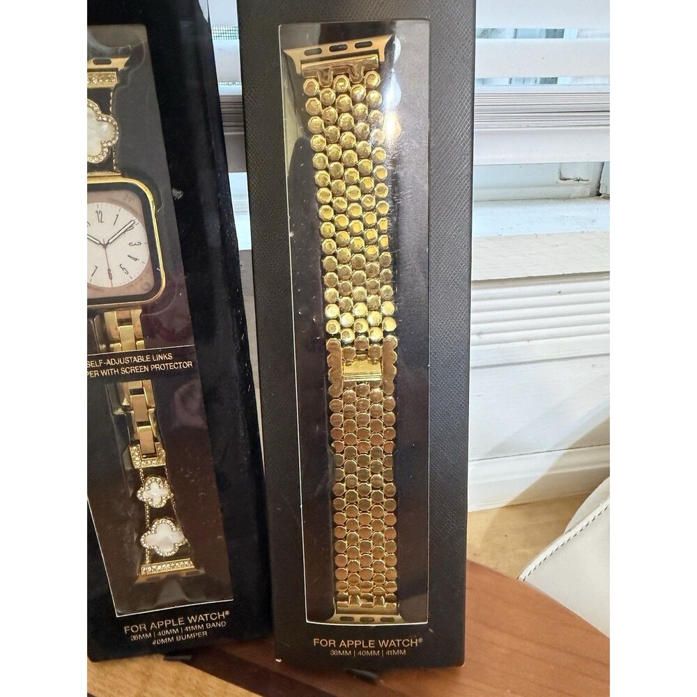 BCBG BCBGMAXAZRIA Apple Watch Bands Lot of 2 Gold 38mm 40mm 41mm Open Box - Picture 5 of 9